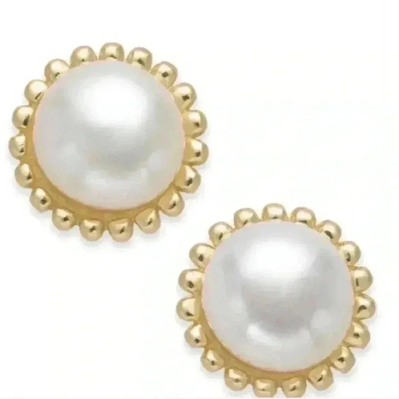 Giani Bernini Freshwater Pearl Stud Earrings 18k Gold-Plated Sterling Silver - Picture 1 of 4
